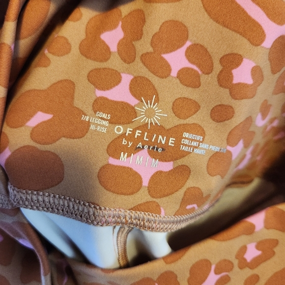 Aerie Offline 7/8 Ankle Leggings High Rise Pink Leopard Animal Print Activewear - Picture 7 of 8